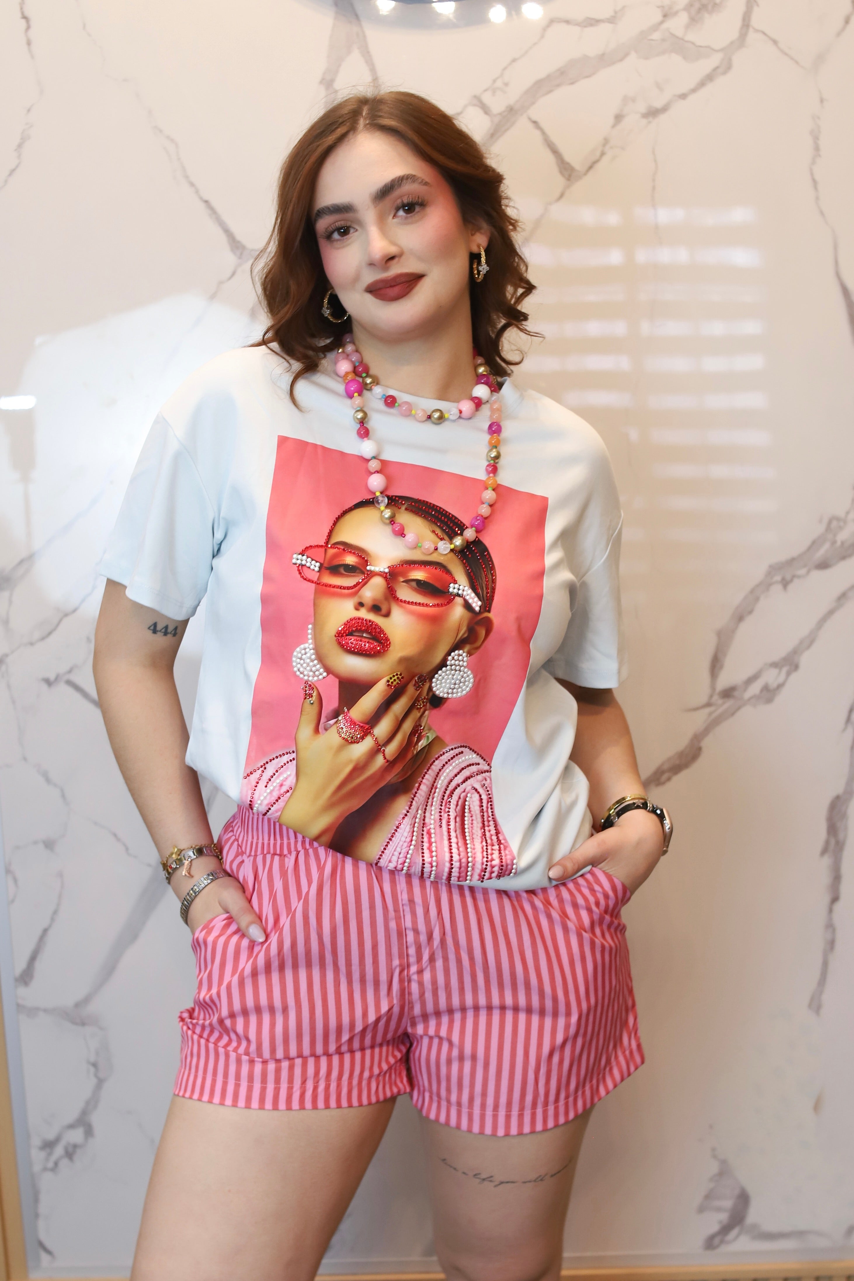 Short Rayas Rosa