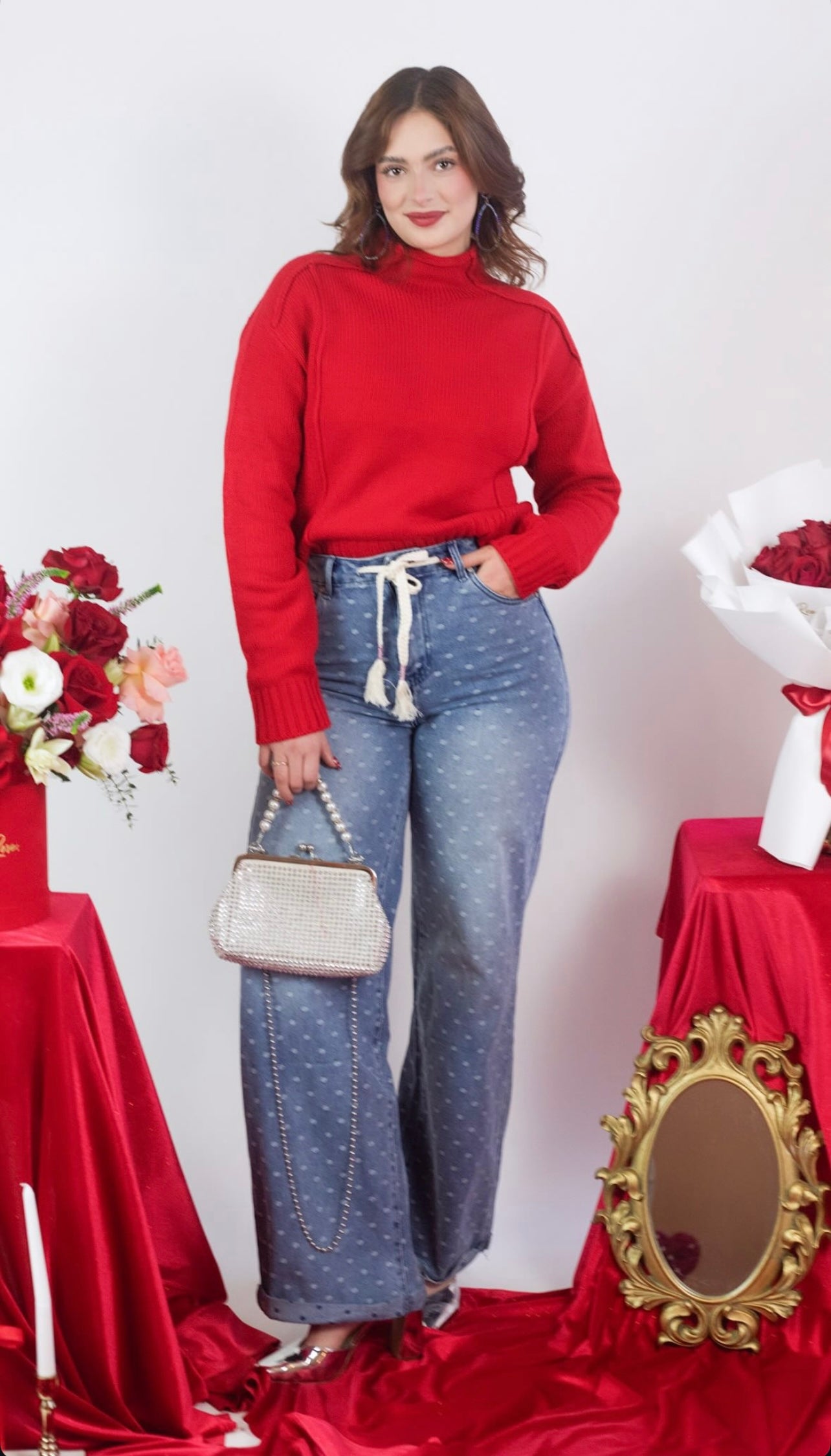 Pantalón Denim Polka Wide