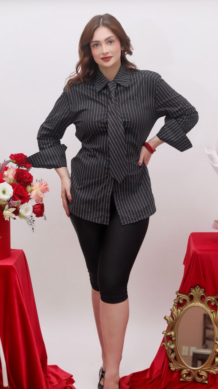 camisa de rayas con corbata