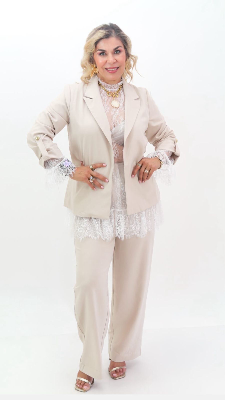 blazer oyster con manga ajustable