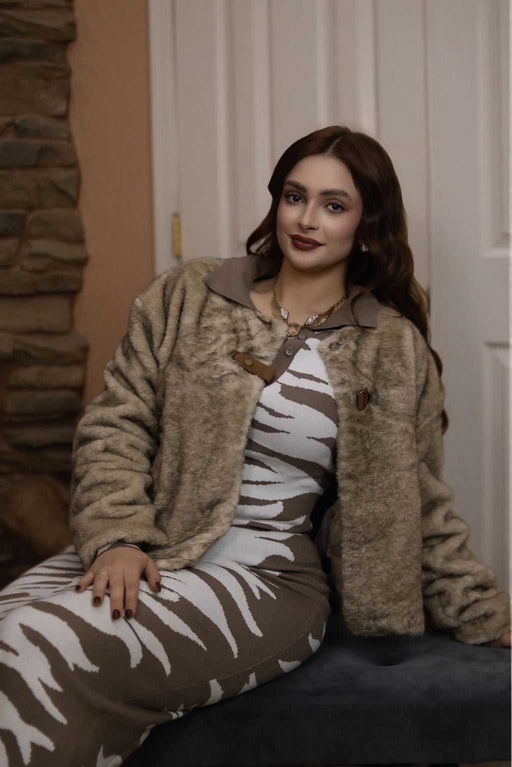 Vestido Midi Knit Animal Print – Elegancia Salvaje